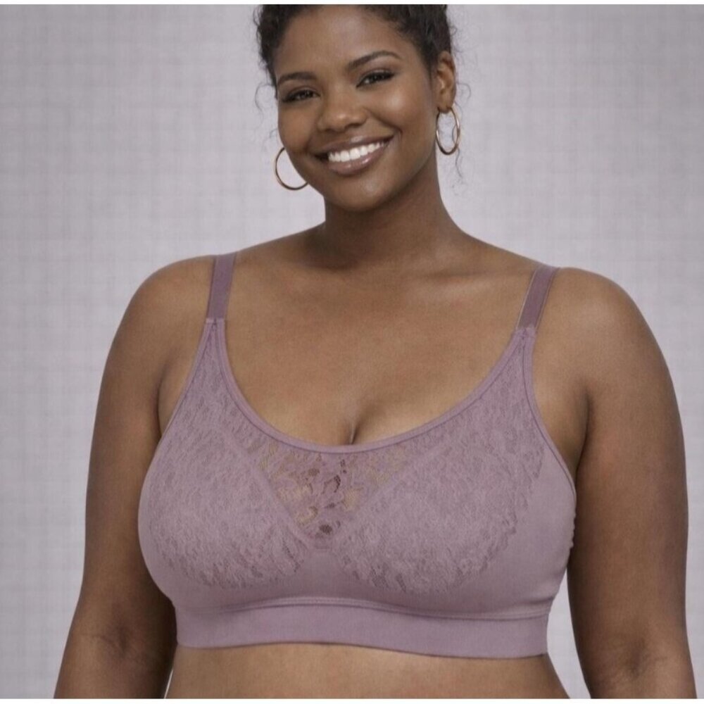 Plus Size Gray / Lavender Bralette Adjustable Straps Light Support Size 4 (3x)